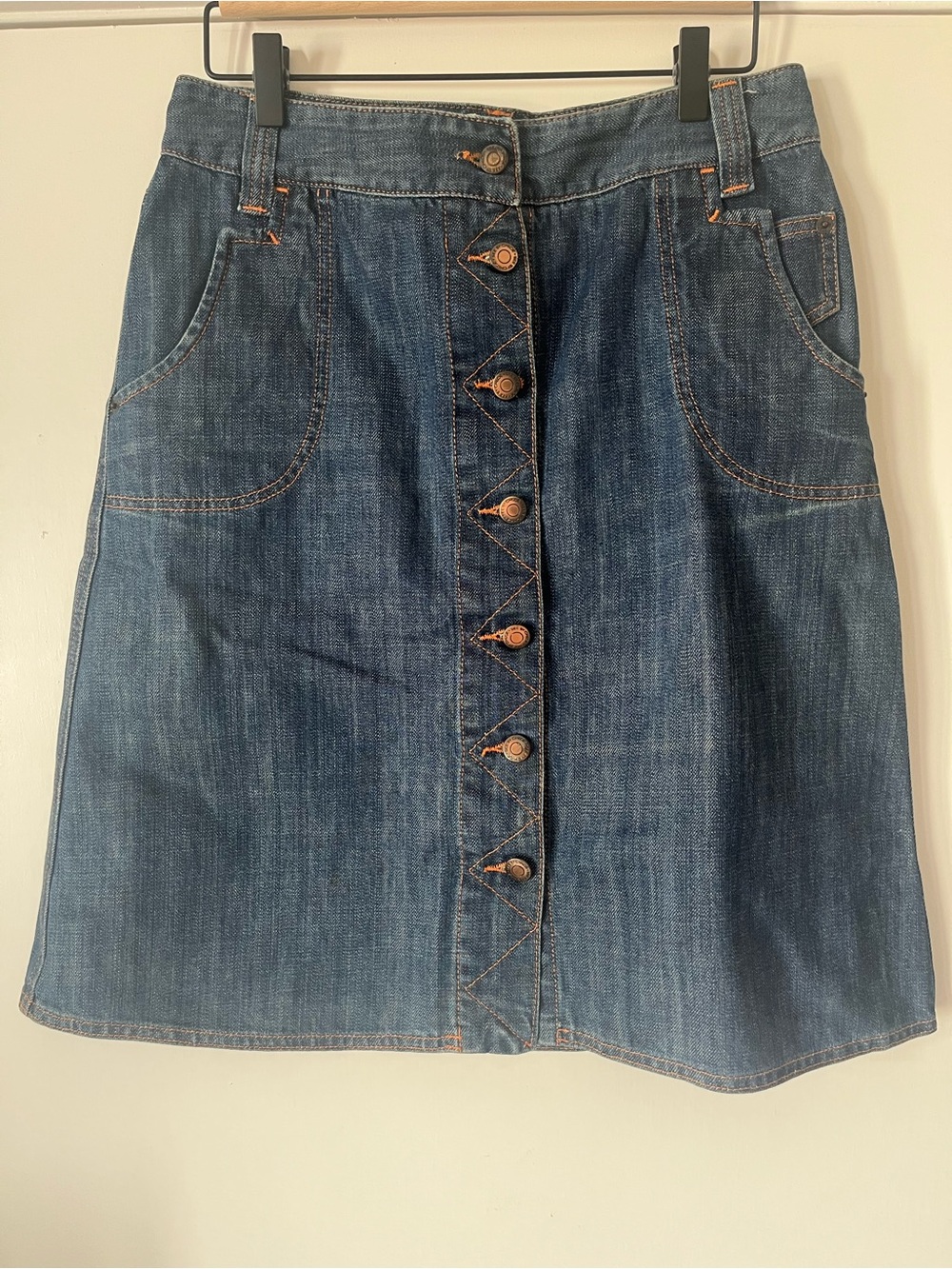 See By Chloe Blue Denim Button-Front A-Line Skirt
